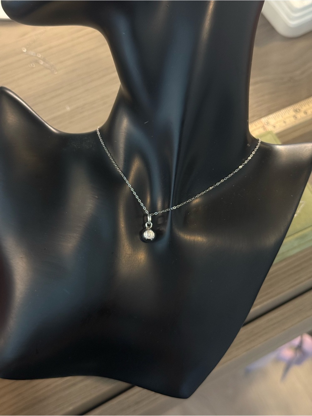 Sterling Silver Pendant Necklace with lucky eight ball charm - Silver